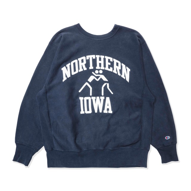 Champion 90s Reverse weave "NORTHERN IOWA" Sweat Shirt Navy US made