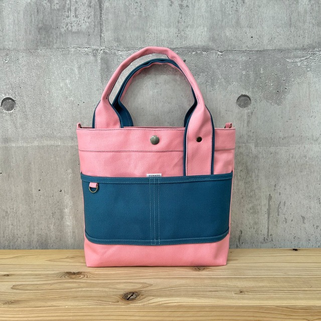 当店人気No.1.▽Bi Color Tote "M"【ピンク×レインブルー】