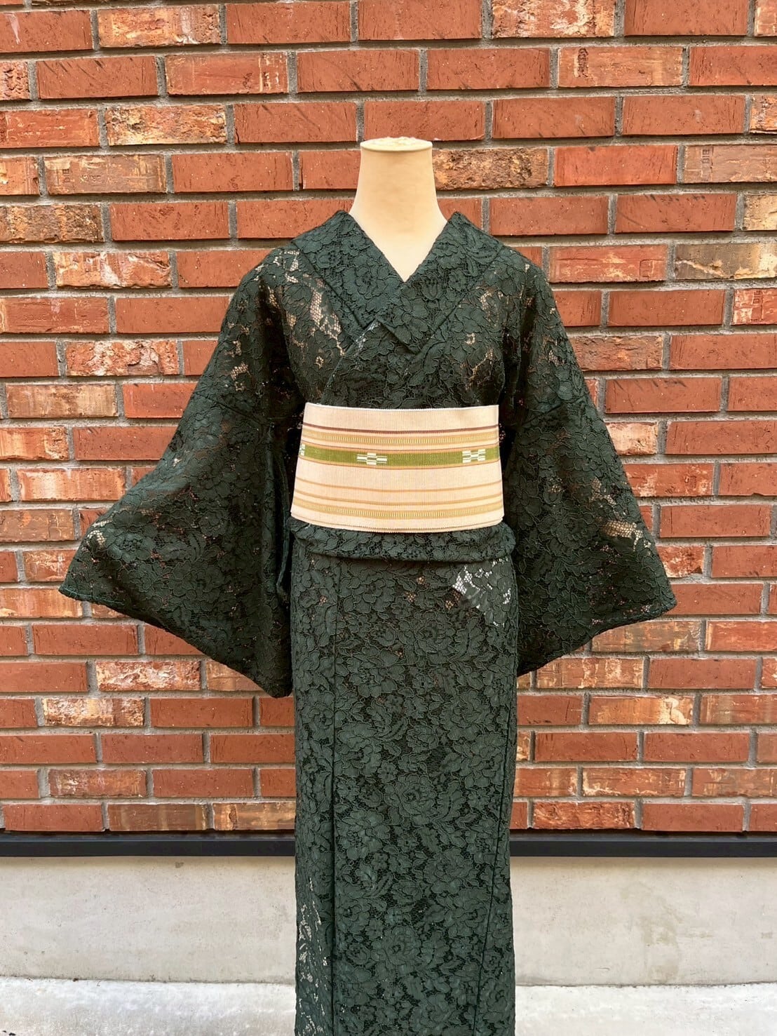 レース　着物 単衣レース着物】濃抹茶 | sanshoan