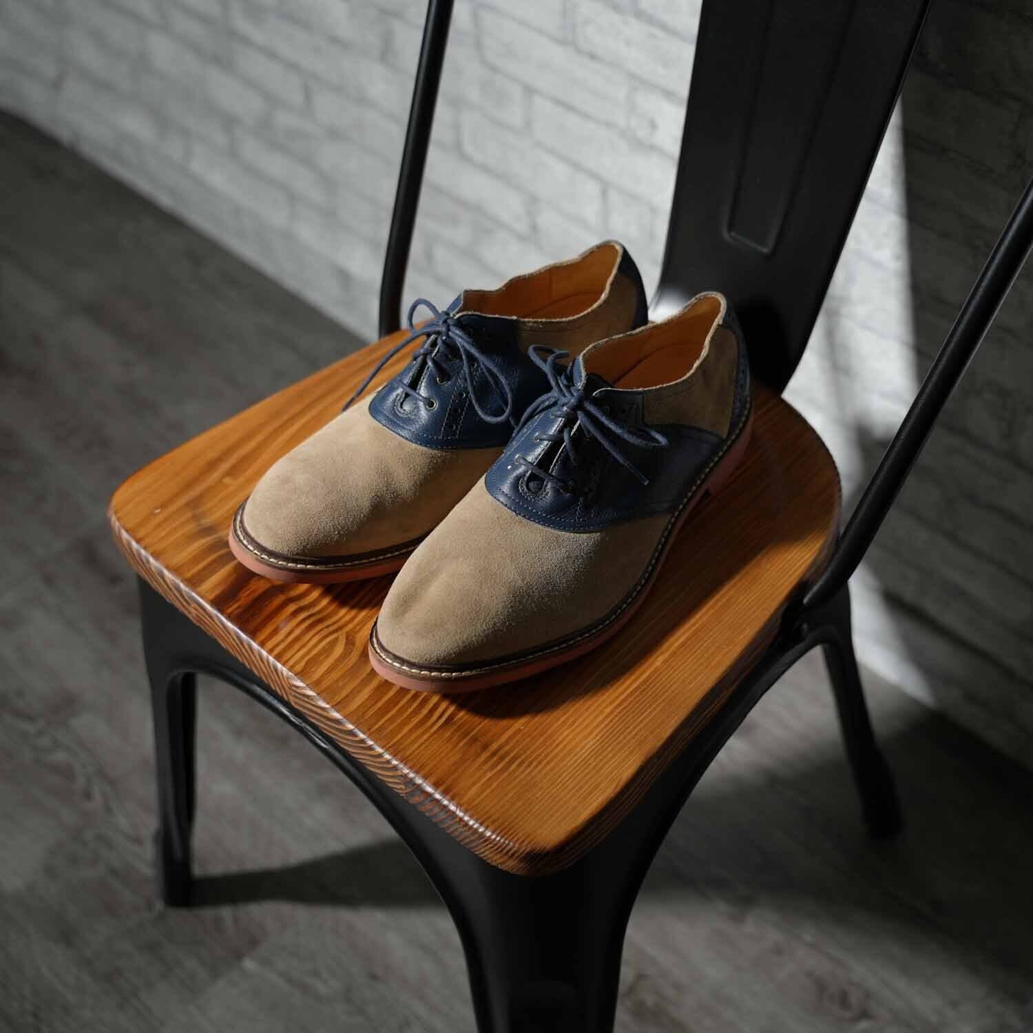 古着 COLE HAAN スエード×レザー コンビ サドルシューズ 27cm相当（9W