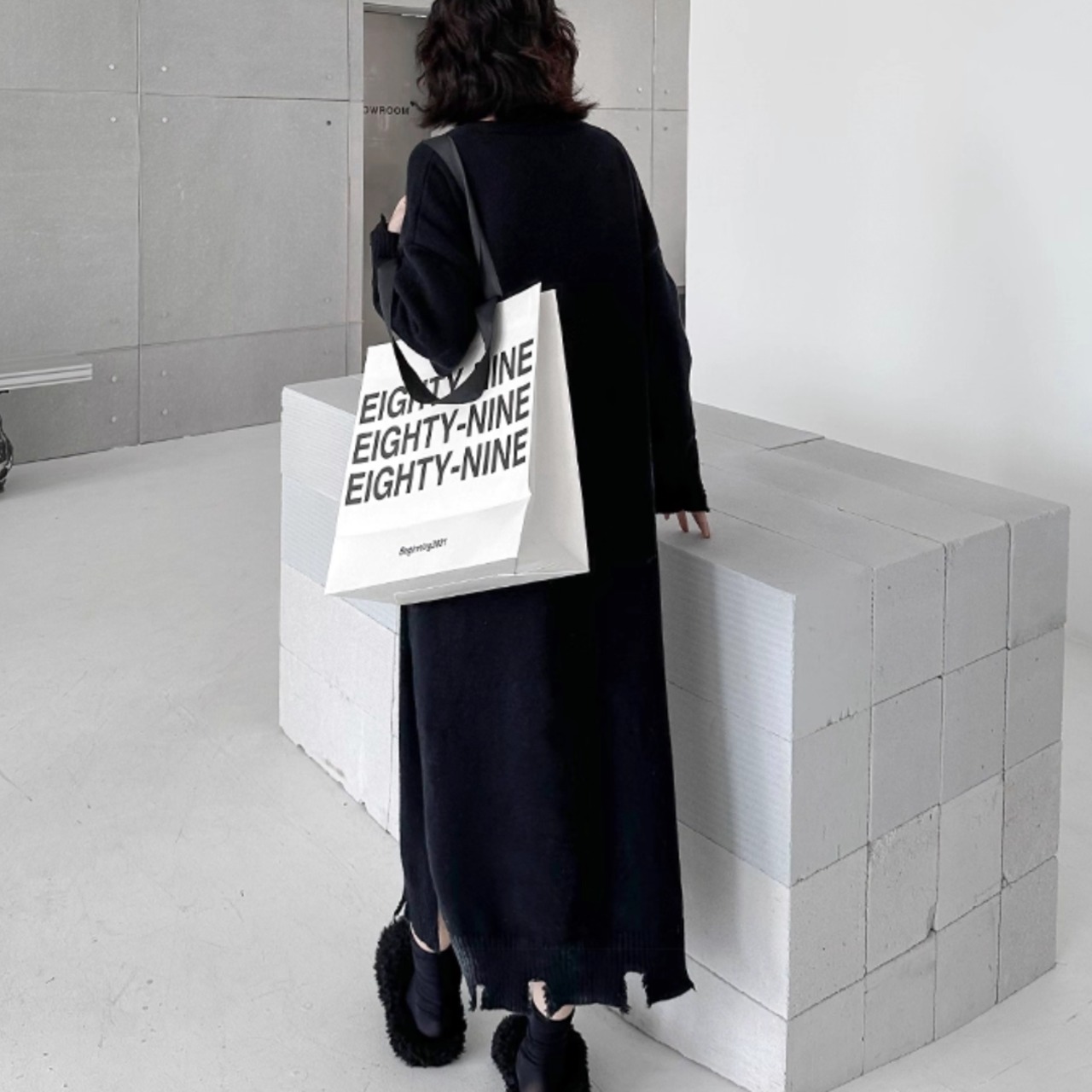 V-neck long sweater dress (ME201)