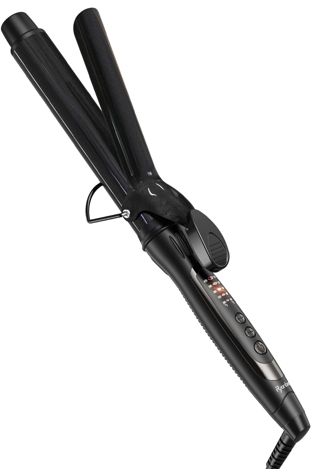 Ryanboo ヘアアイロン カールアイロン コテ 32mm カーリングアイロン 5段階温度調整 プロ仕様 MAX220℃ 海外対応(32mm, ブラック)