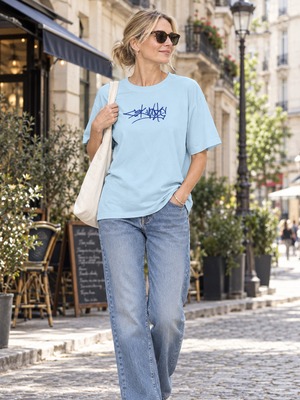 オリジナルTシャツ　タギングロゴ　ライトブルーｘロイヤルブルー