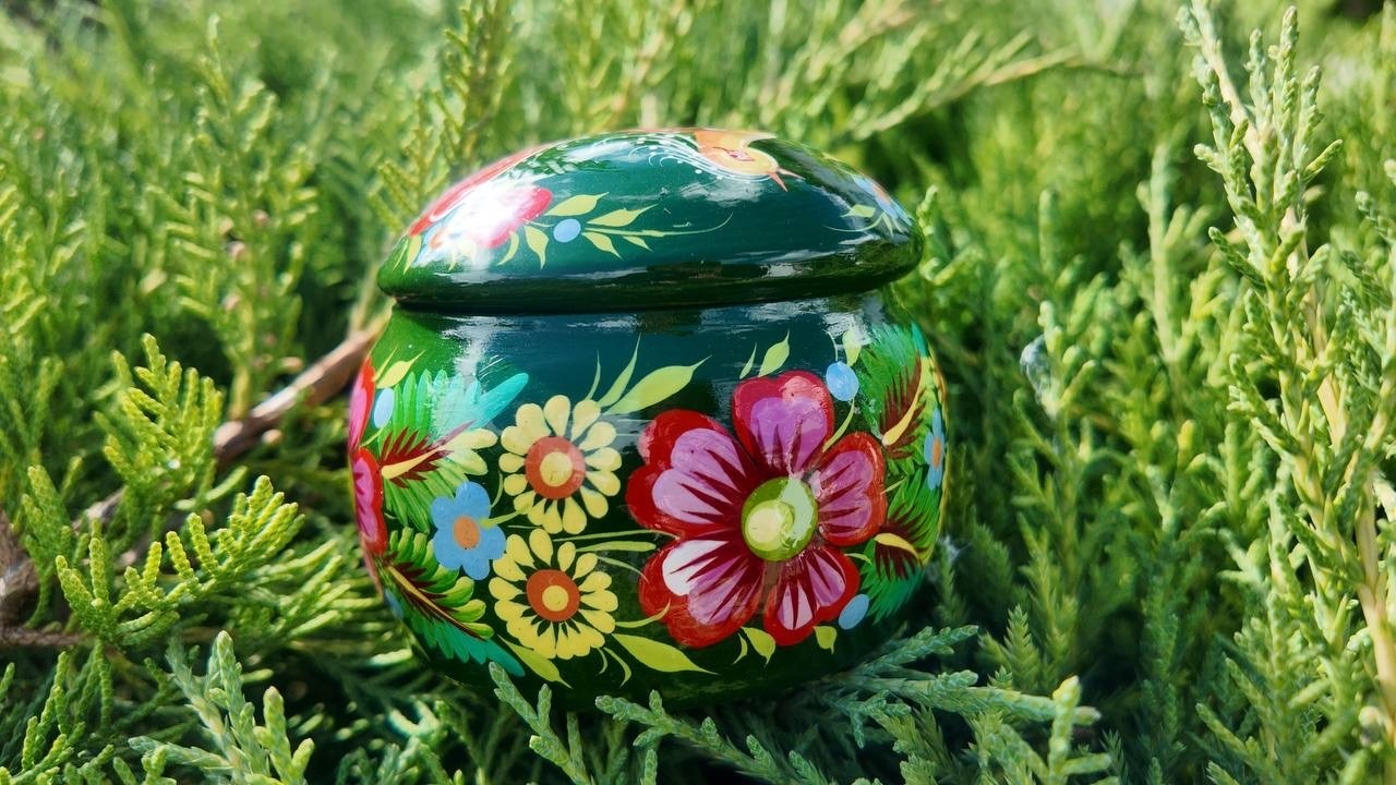 ペトリキウカ塗りのジュエリーボックス（ティモシェンコ作）ウクライナ製 - 10