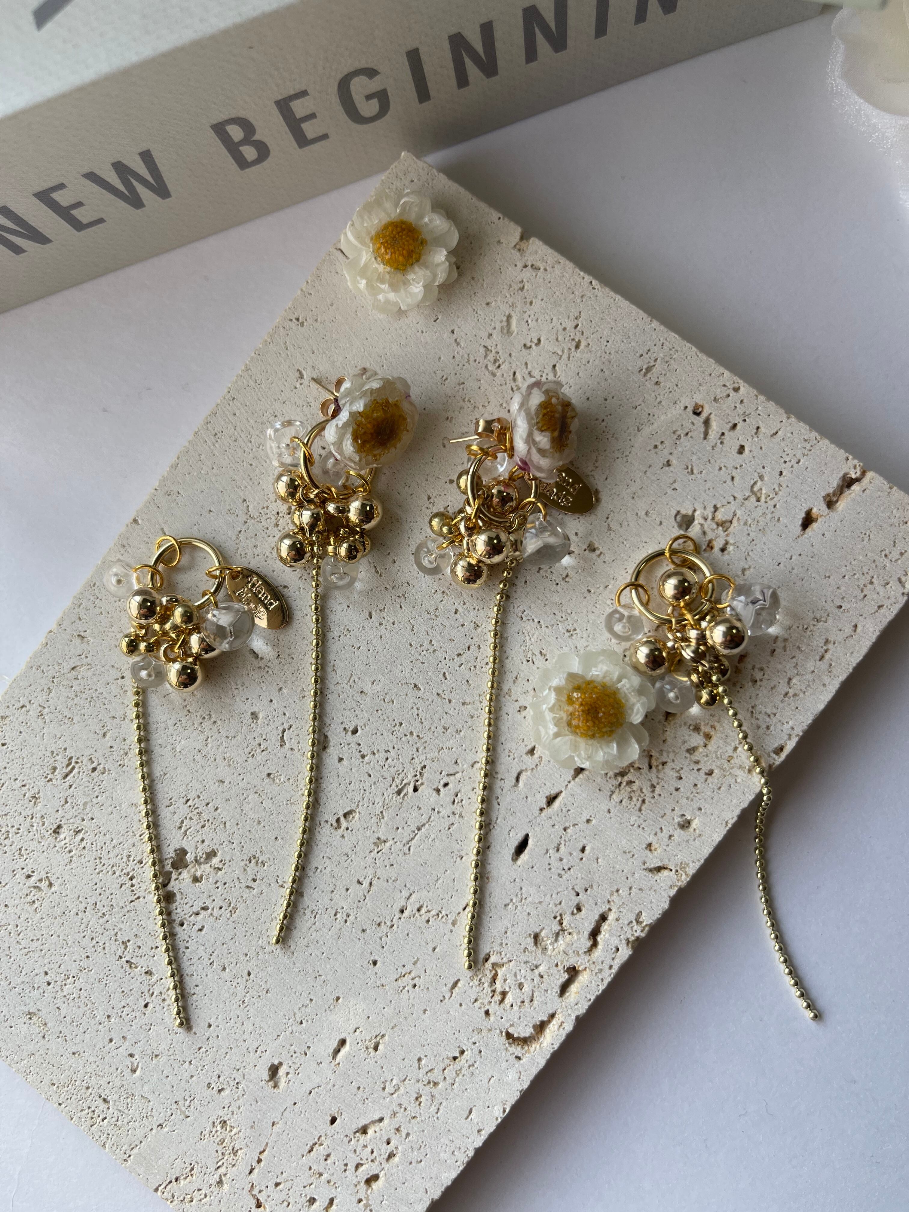 2wayピアス 花かんざしのドライフラワー 金属アレルギー対応 | flower