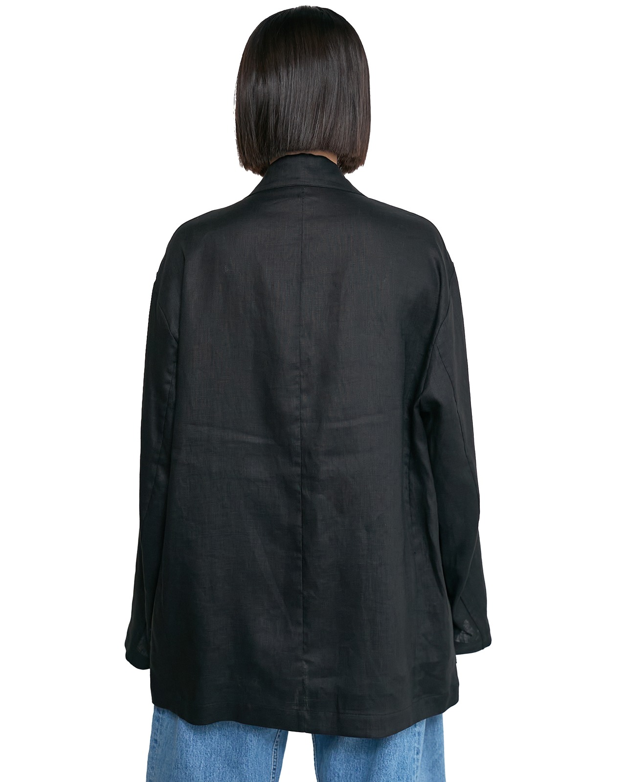 ssstein "LIGHT LINEN EASY SINGLE BREASTED JACKET〔BLACK〕"