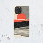 受注生産 iPhoneケース 赤い夕日と黒い波の紙片コラージュ｜風景コラージュ ZINE033B