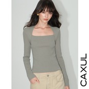 Square Neck Slim Rib Knit Top / 4color
