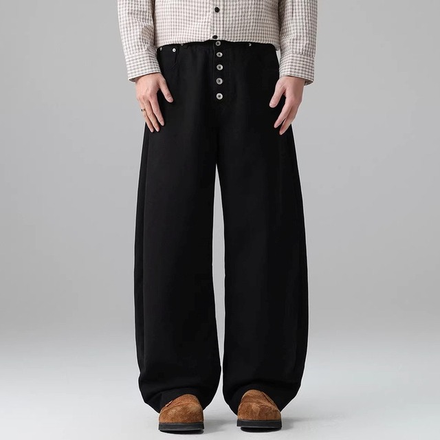 Button Front Wide Leg Pants ◇2color H1036