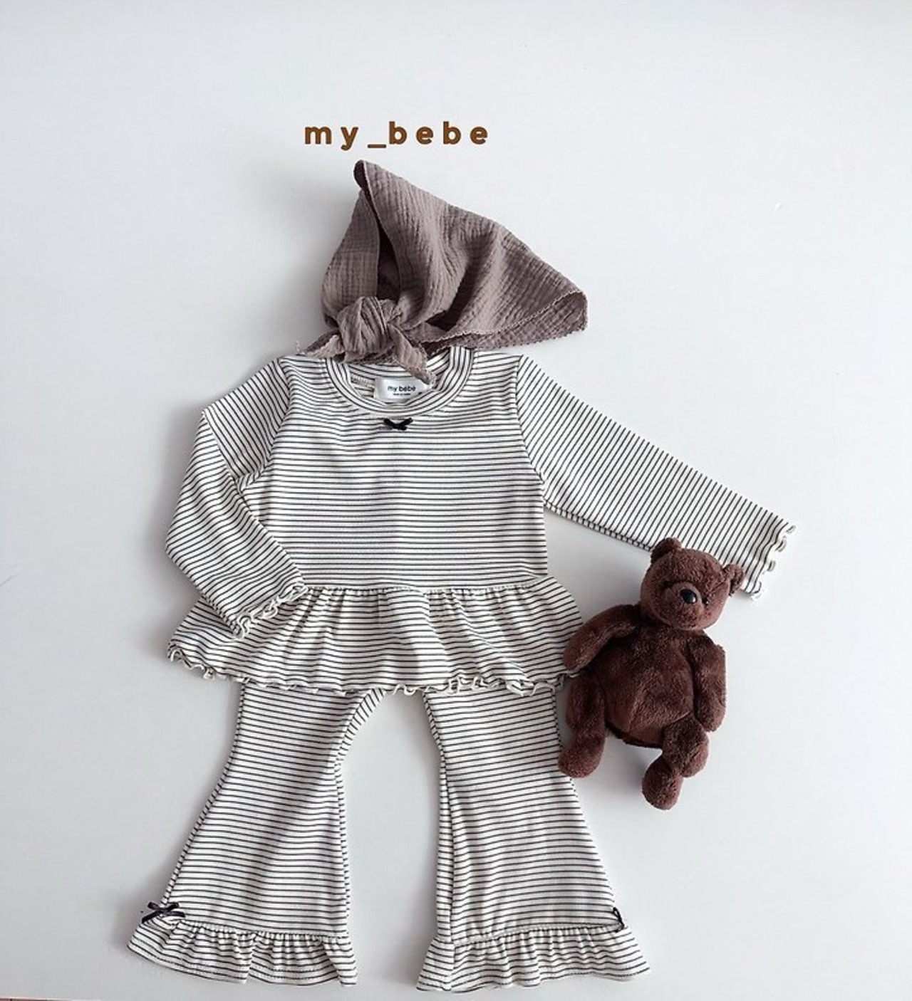 韓国子供服 / Mybebe / ラップルリボンT / 長袖Ｔシャツ *XS~XL*