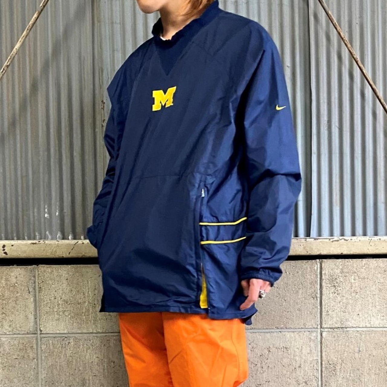 90年代 NIKE TEAM ナイキ MICHIGAN スウォッシュロゴ 刺繍 ナイロン 