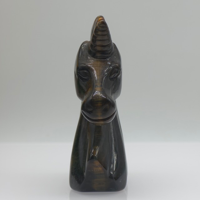 【タイガーアイ ユニコーン 彫り】サイズ約75×65×26mm