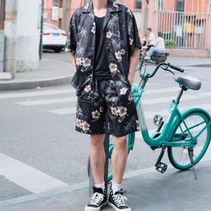 ハワイアン柄プリント半袖シャツ（別売りでセットアップのショーツあり）　0757