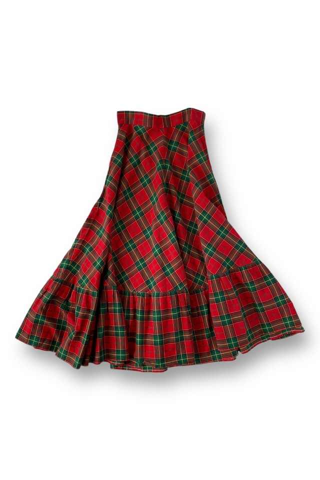 Checked pattern flare skirt