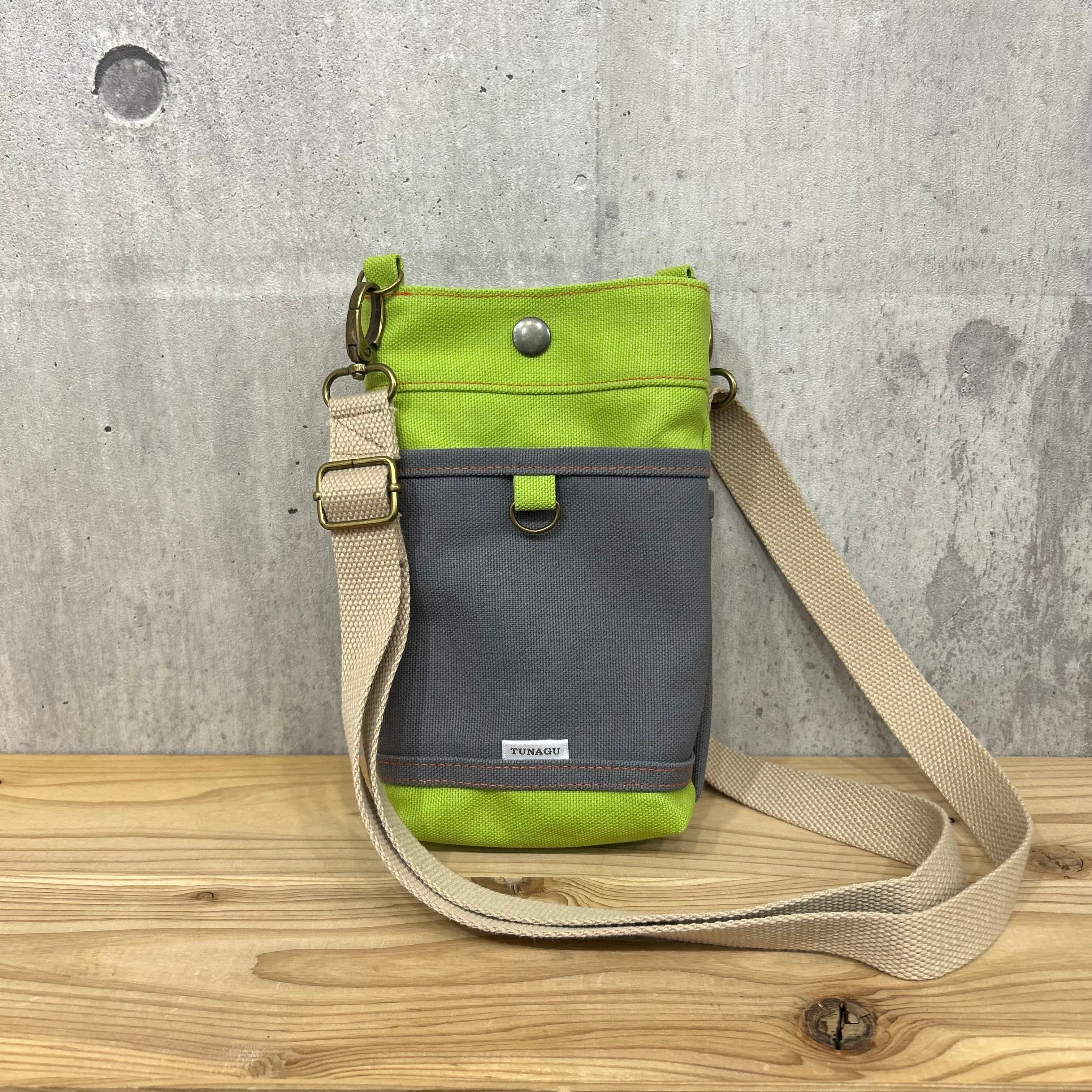 【選べる紐付 】 -* Pochette Shoulder Bag *-【ライム×グレー】