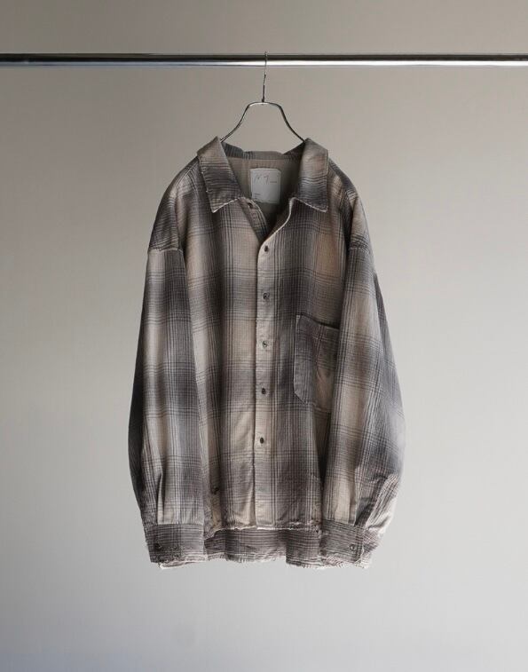 ANCELLM DAMAGE FLANNEL CHECK SHIRT(IVORY/BLACK) ANC-SH21 | IAAAM