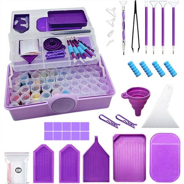 ダイヤモンドアート 作成ツール 展開式 3段収納ボックス 工具入れ