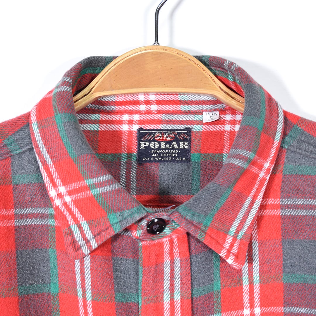 70s POLAR ヴィンテージ ヘビーフランネルシャツ 赤緑チェック 70s POLAR ヴィンテージ ヘビーフランネルシャツ 赤緑チェック