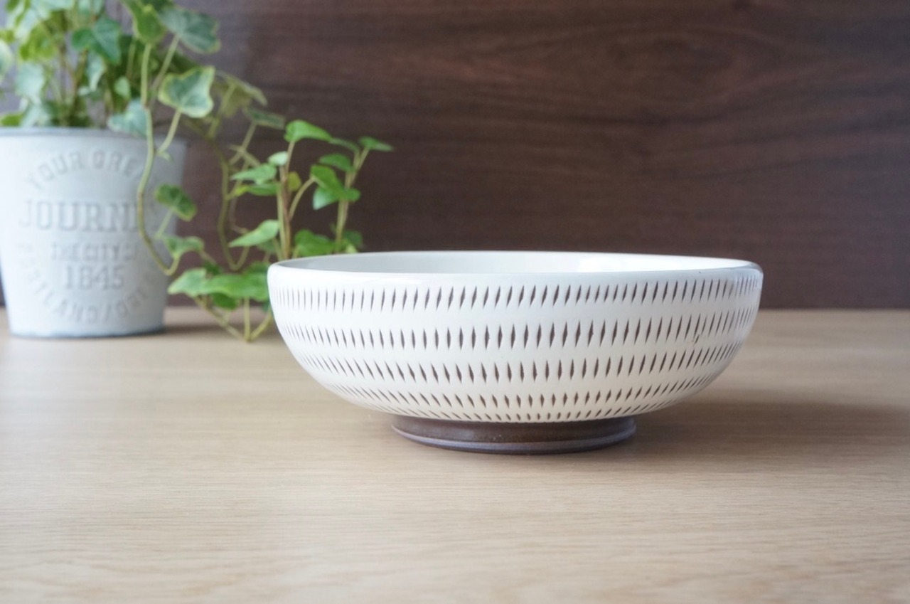 【H様専用ページ】小石原焼　福嶋製陶　ミニ浅鉢　茶色とびかんな　①［18-516］