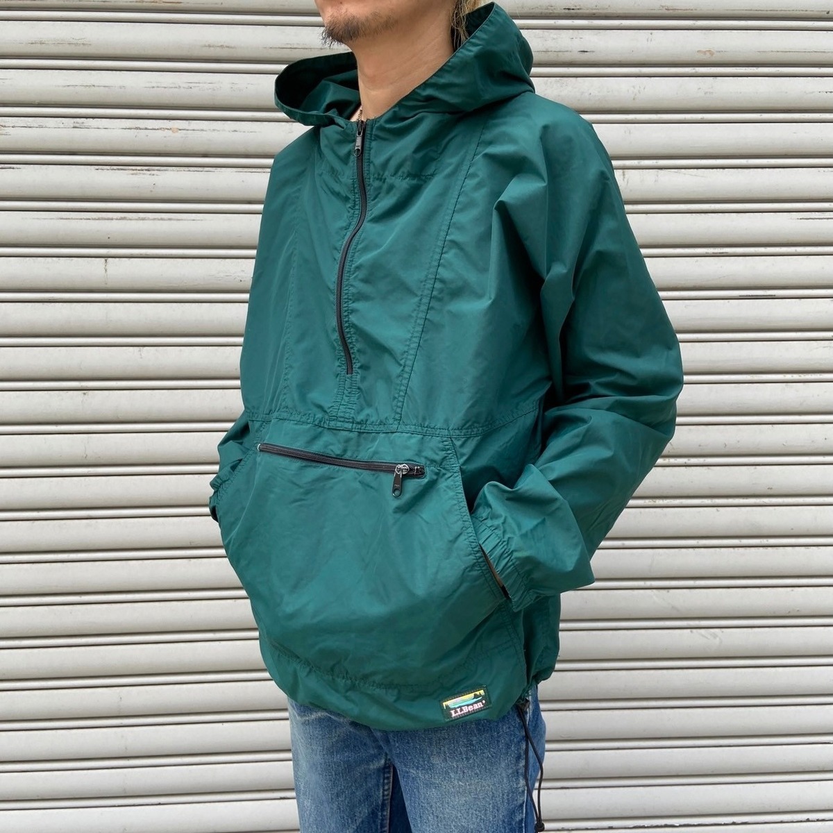 80s L.L.Bean エルエルビーン アノラックパーカー ナイロン 緑 M  