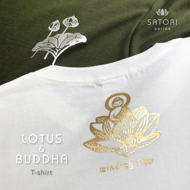 蓮とお釈迦様が輝くTシャツ【選べる2色・レディース／メンズ】〈仏像Tシャツ〉