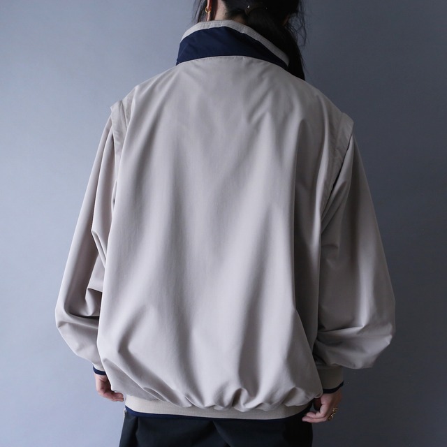 2-way sleeve zip docking design over silhouette half-zip pullover