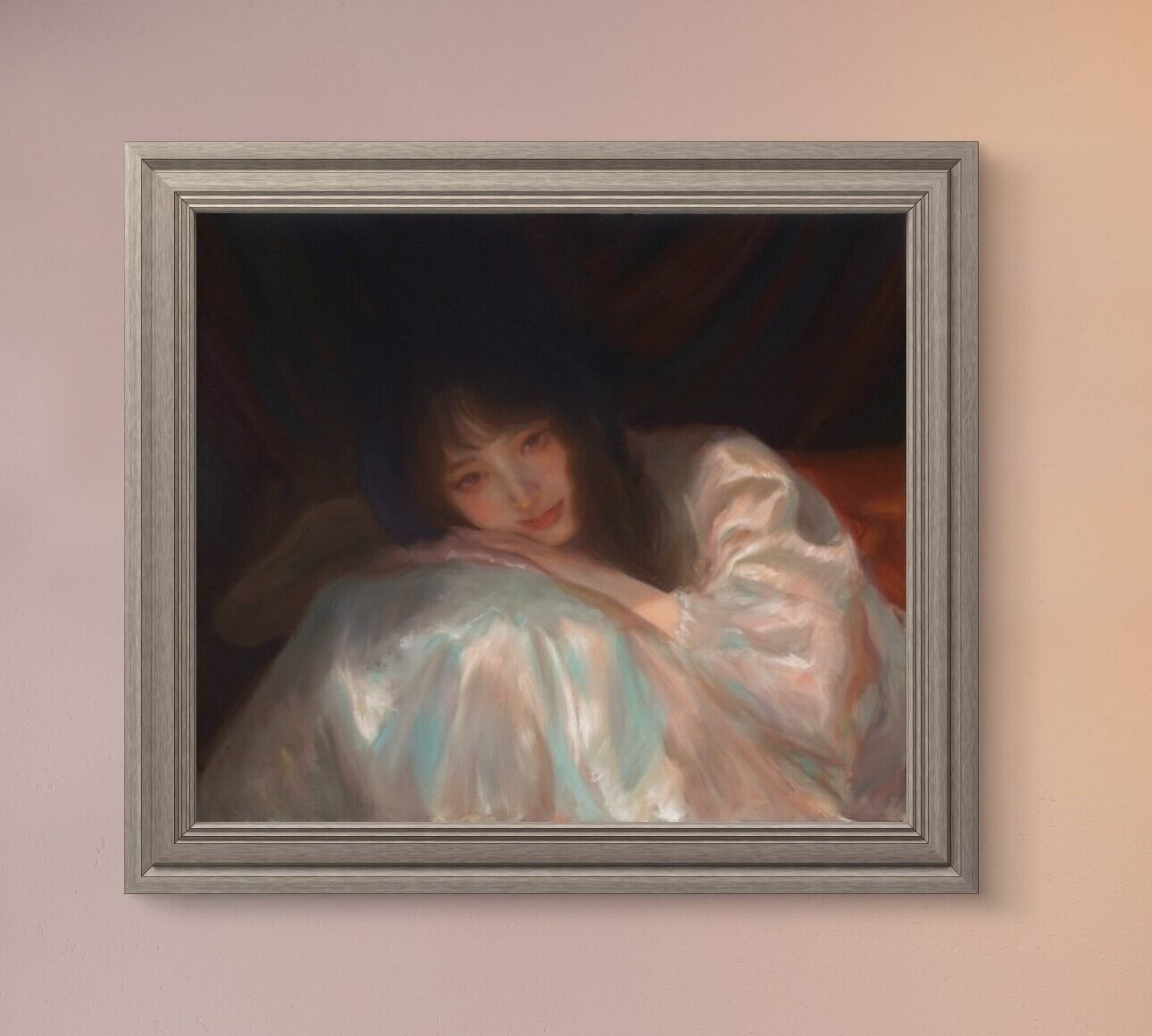 油彩画 嫣然たる微笑み | kuguiart