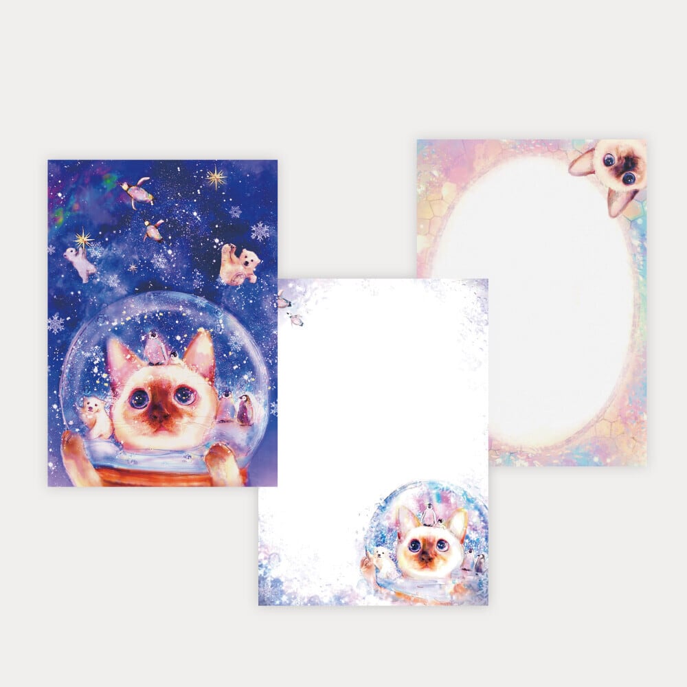 ねこメモパッド|kyou wa donna hi?〜スノードームのおともだち〜 猫 ネコ ねこ 猫雑貨 ねこモチーフ ネコ柄 コンパクトサイズ かわいい 文具 メモ帳