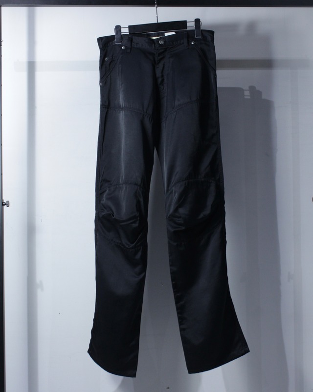 【Caka BLACK】Motorcycle Gimmick Straight Silhouette Pants