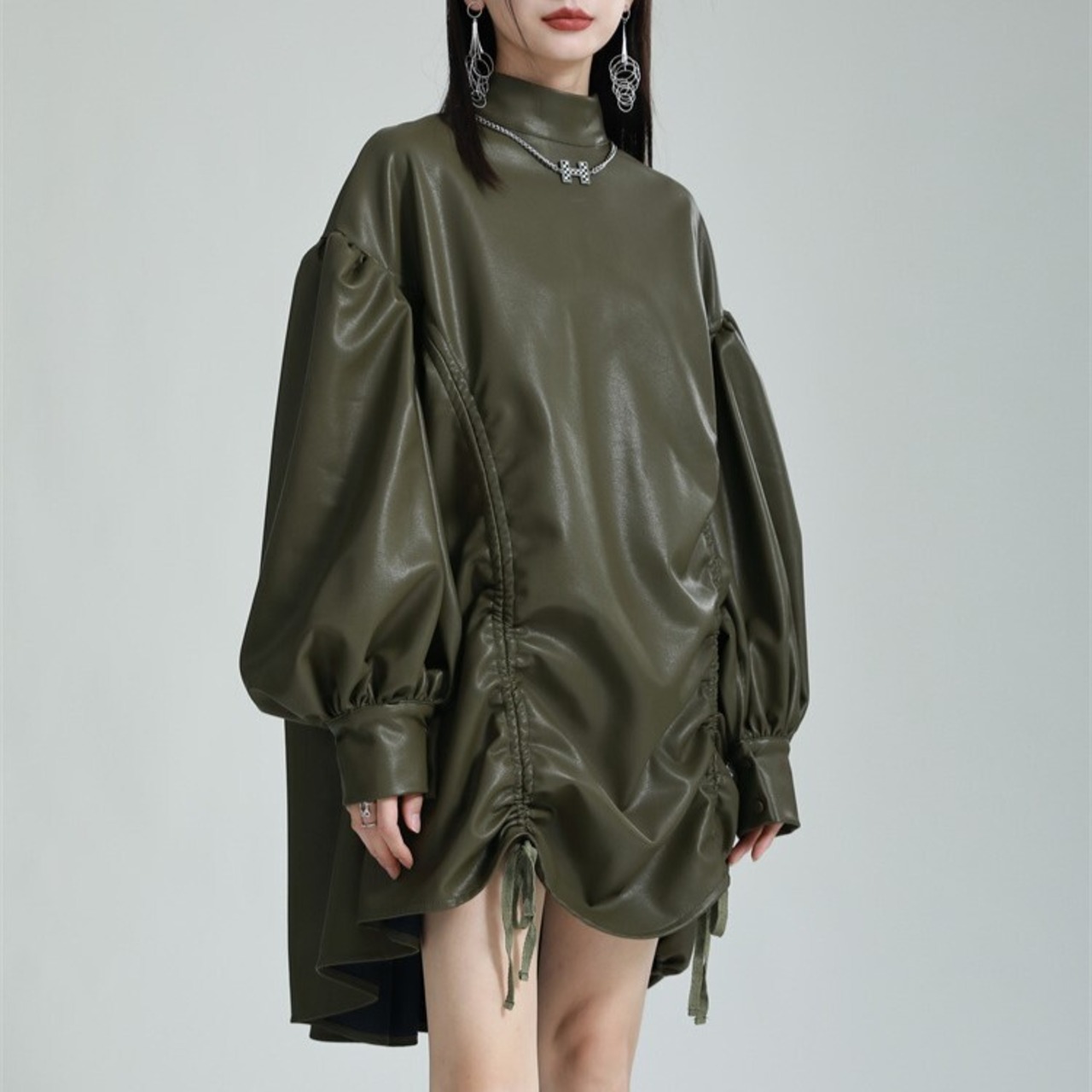 Leather Drawstring Dress / レザー ドローストリング ワンピース