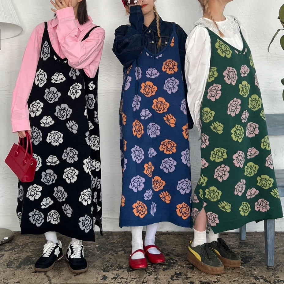 フラワーニットワンピース_LN03070