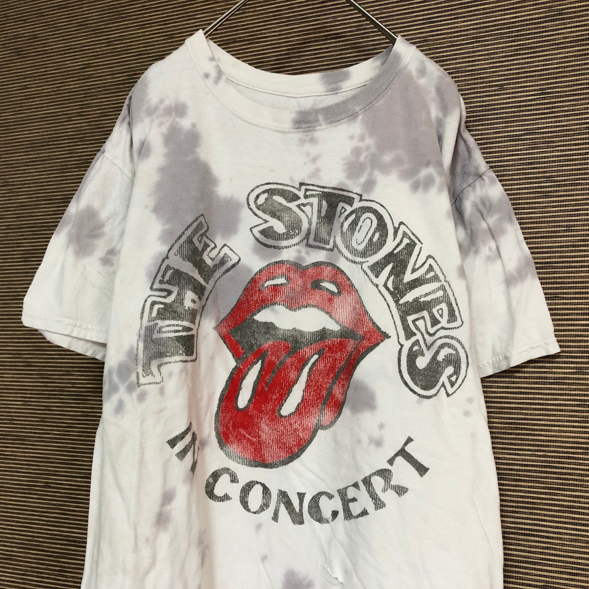 ローリングストーンズ 半袖Tシャツ タイダイカラー デカロゴ 白 唇 