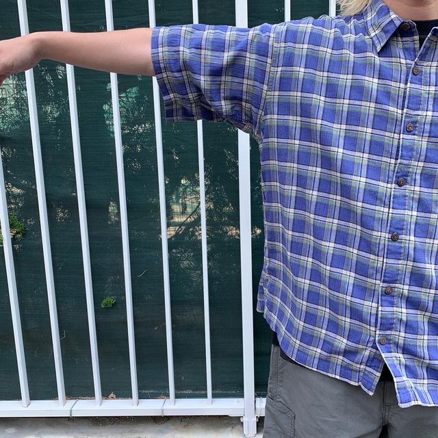 Patagonia ACヤーンダイシャツ 98年 ポルトガル製 L 青系