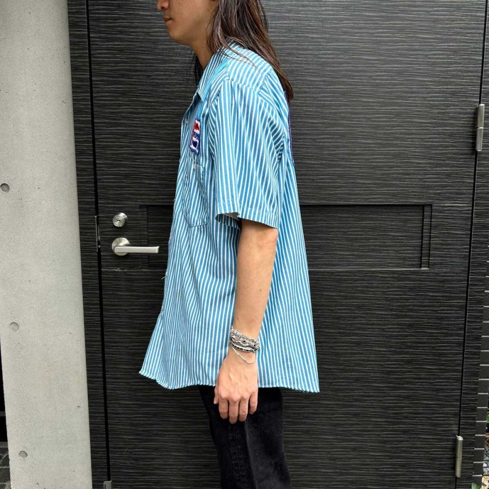 Vintage S/S open collar work shirt [PEPSI] [1970s-] REVERSIDE
