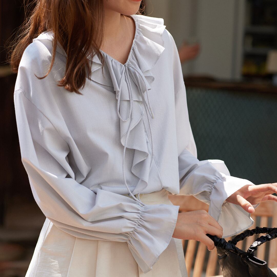 pinstripe lace up casual shirt