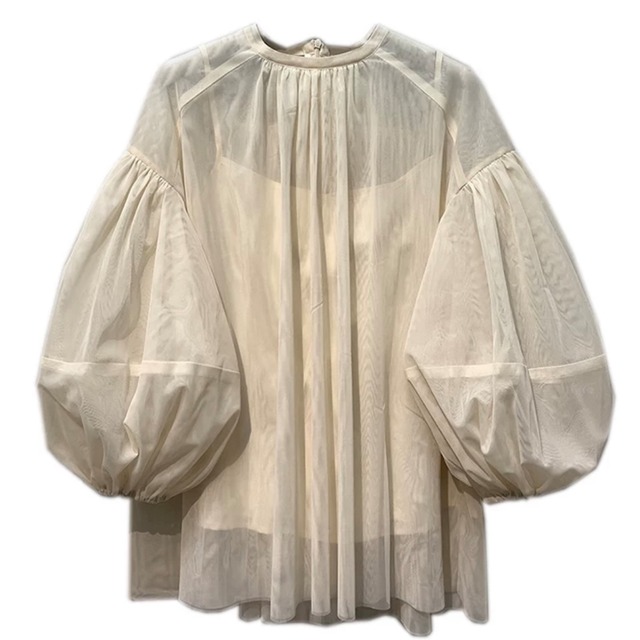 sheer point sleeve tops［2color］