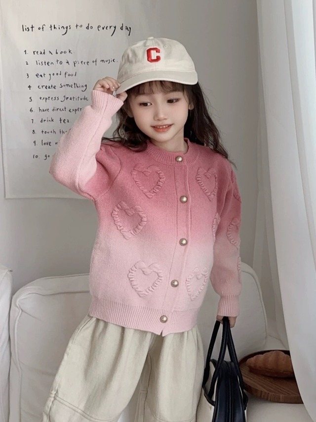 グラデーションハートカーディガン