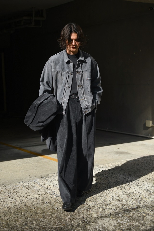 REVERBERATE / TACKED TROUSERS (Black × Gray)
