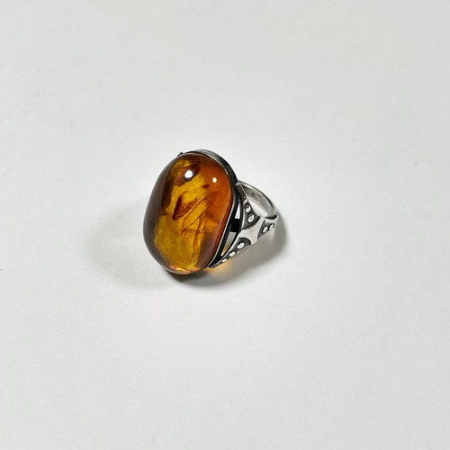 Vintage 875 Silver & Amber Ring Made In Soviet Union