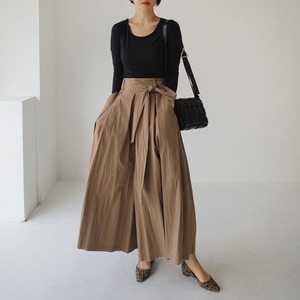 waist belt flare wide pants　201900