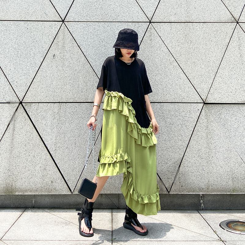 ロングスカート レッド ステッチ ラブタオタオダレンハウス70610675304