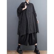 ピンストライプ ロング シャツ  00397