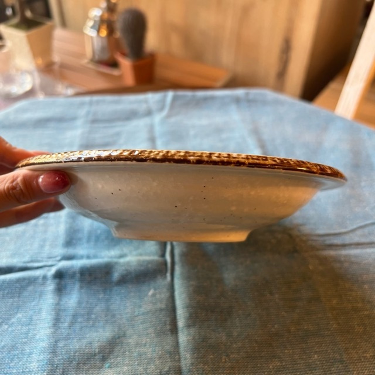 渕錆粉引スープ皿21.3cm　大皿 日本製 美濃焼 和食器　スープ皿　ナチュラル　　和　洋