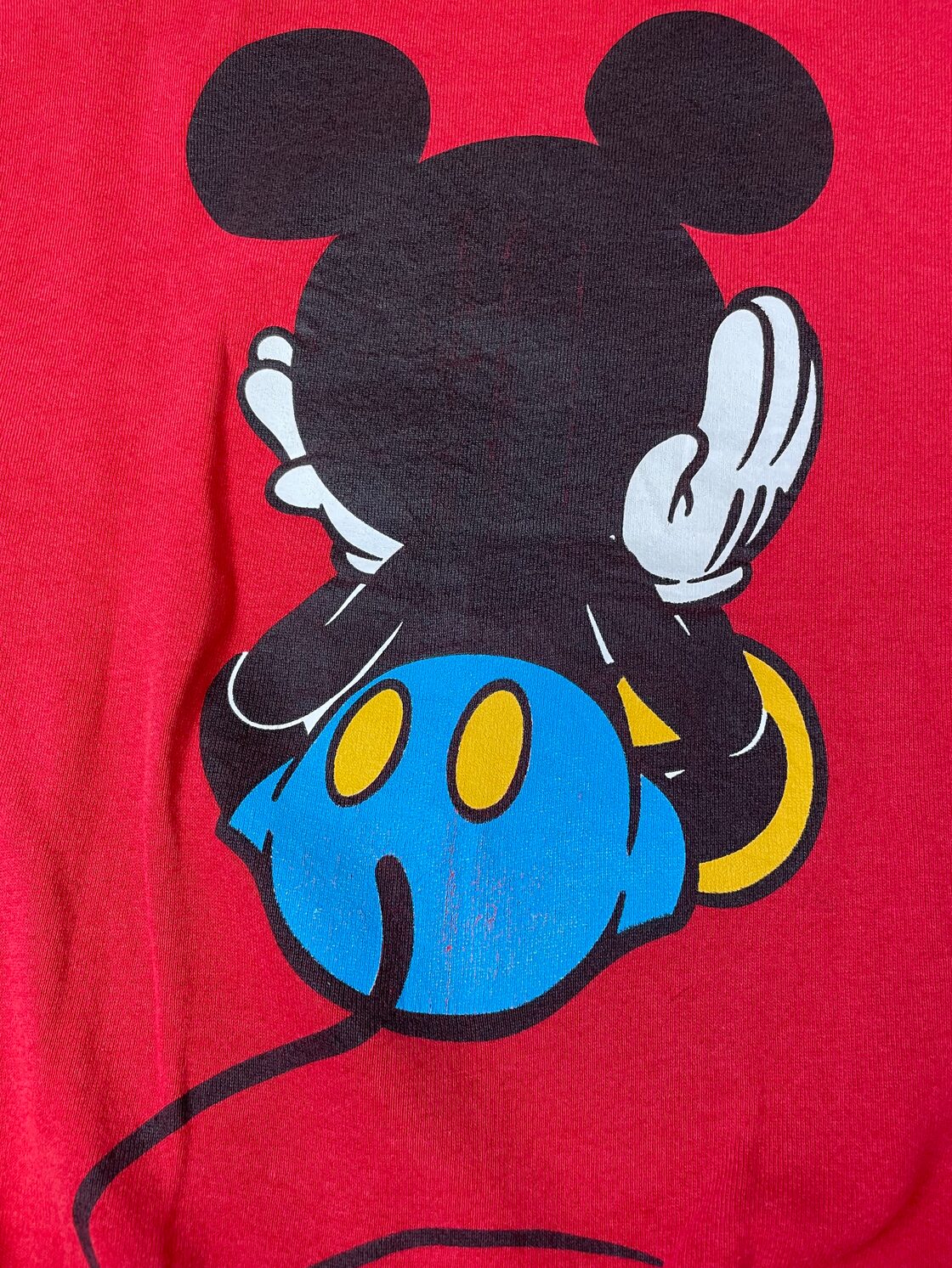90s 【Disney】 青パン ミッキー スウェット レッド size.L相当 | Pay ID