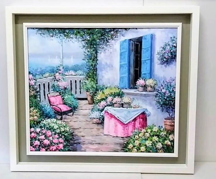 前田隆次 「風景」油彩画 額縁外寸65.7x58.2x4.3㎝ 絵53.0x45.5㎝張