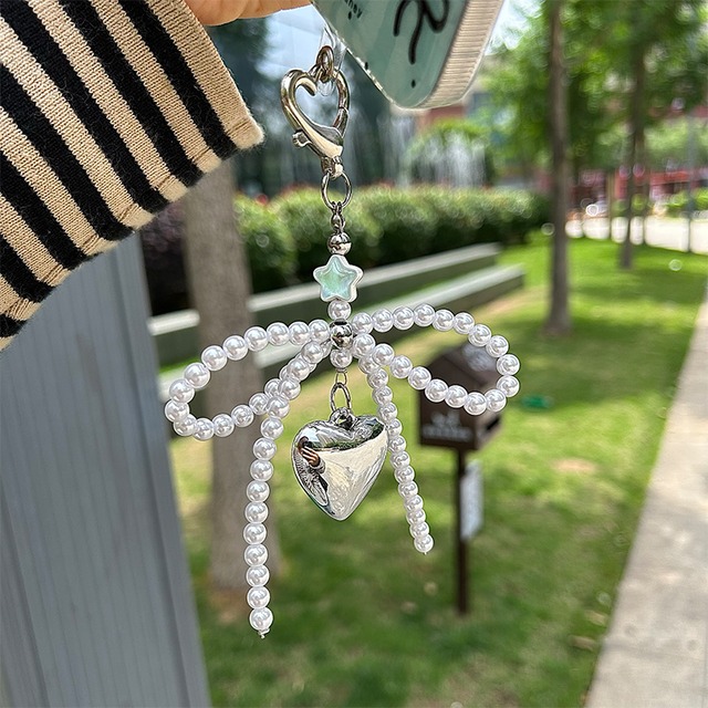 KIKIビーズリボン愛心掛けペンダント