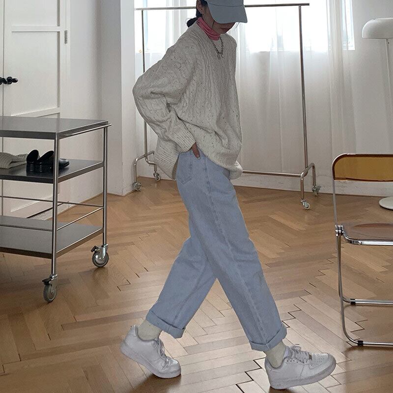 ジーンズ レディーススプリングパンツ ルーズ レッド 春物 萌量不足33046413470