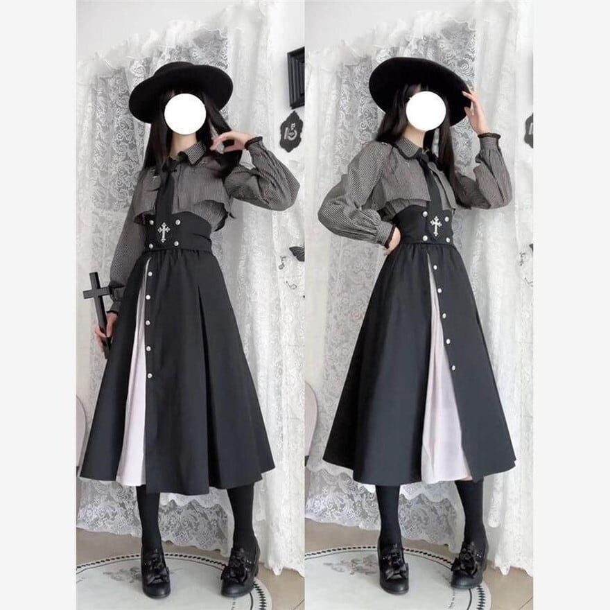ガーリーファッション コルセットベルト付き ゴシックロリィタ