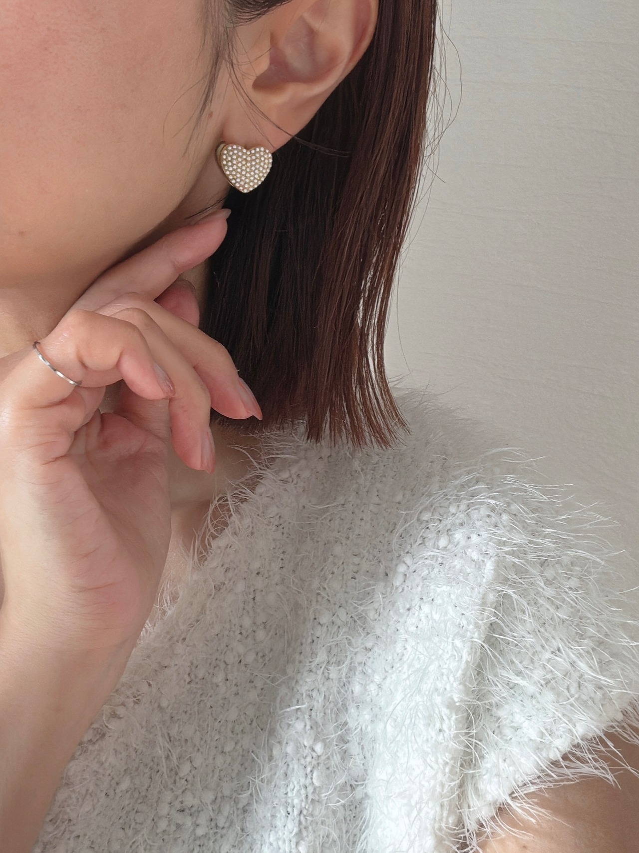 ドットパールハートピアス