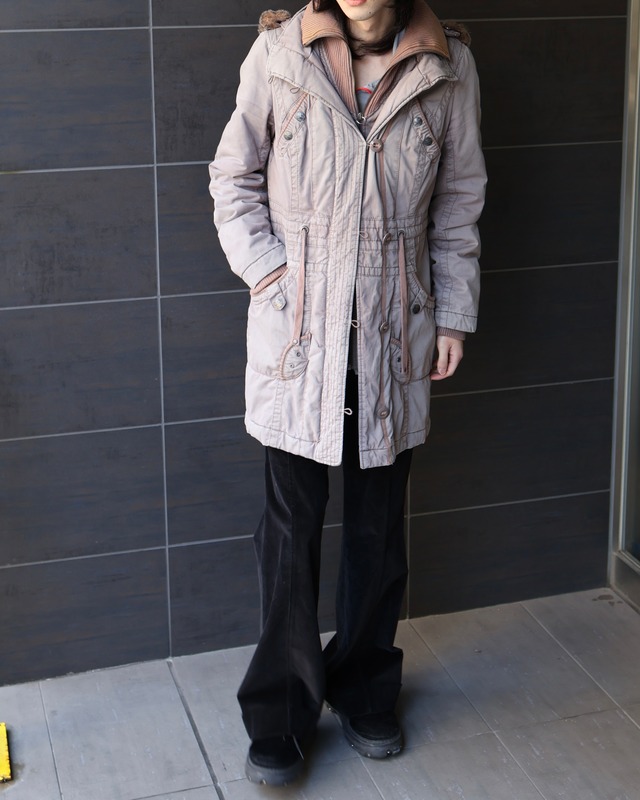layered far hood coat